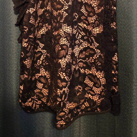 Womens Summer Dresses Sleeveless Black Floral Lace Ruffle Hem Cami Dress Short - Picture 6 of 6